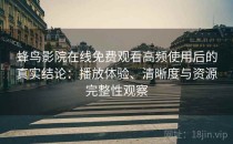 蜂鸟影院在线免费观看高频使用后的真实结论：播放体验、清晰度与资源完整性观察