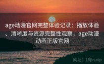 age动漫官网完整体验记录：播放体验、清晰度与资源完整性观察，age动漫动画正版官网